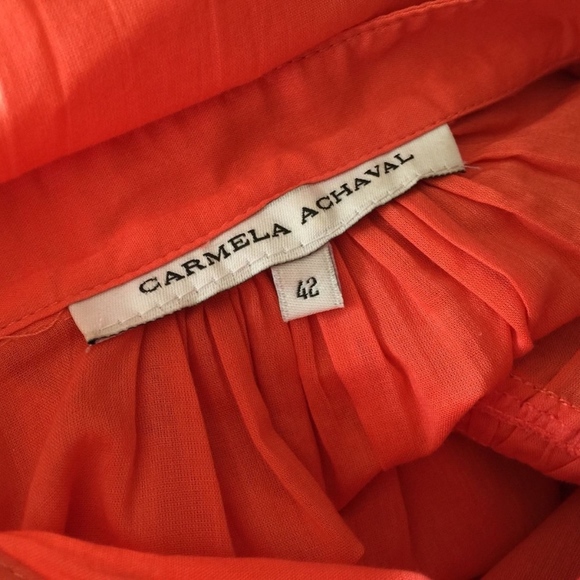 Carmela Achaval tunic top red-orange tie waist blouse‎ size 42/ S small - Picture 5 of 5